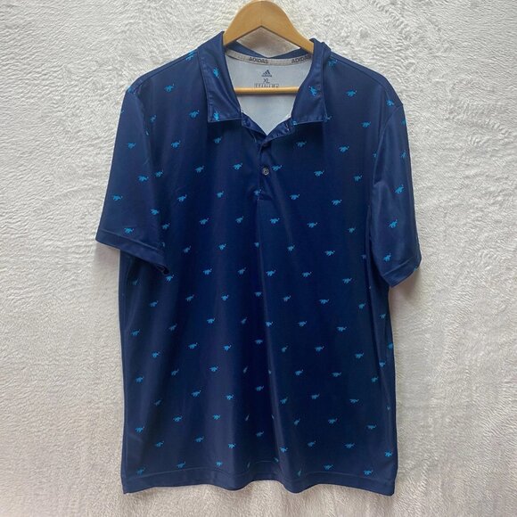 Adidas Prime Green Polo Shirt Men XL Navy Pony Print Performance Golf Athleisure - Picture 1 of 11